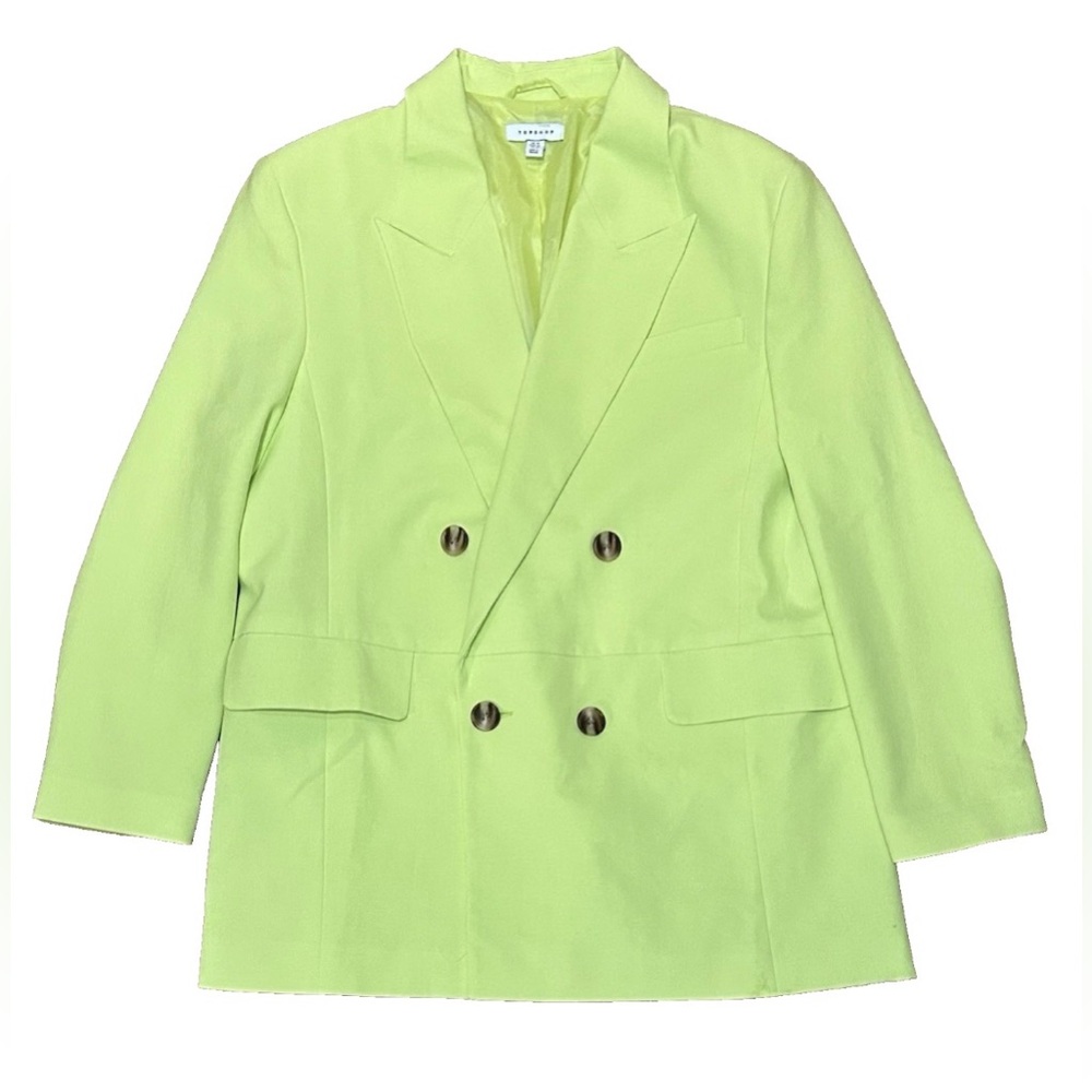 Topshop Neon Green double breasted blazer size 10